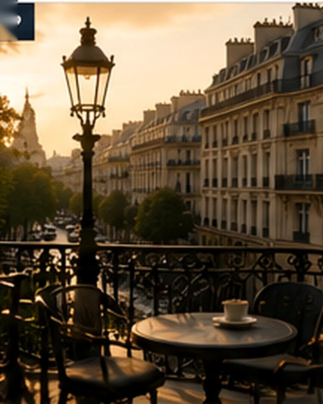 Une scène de style de vie parisien raffinée évoquant la promesse de marque d'un service discret et de confiance.
