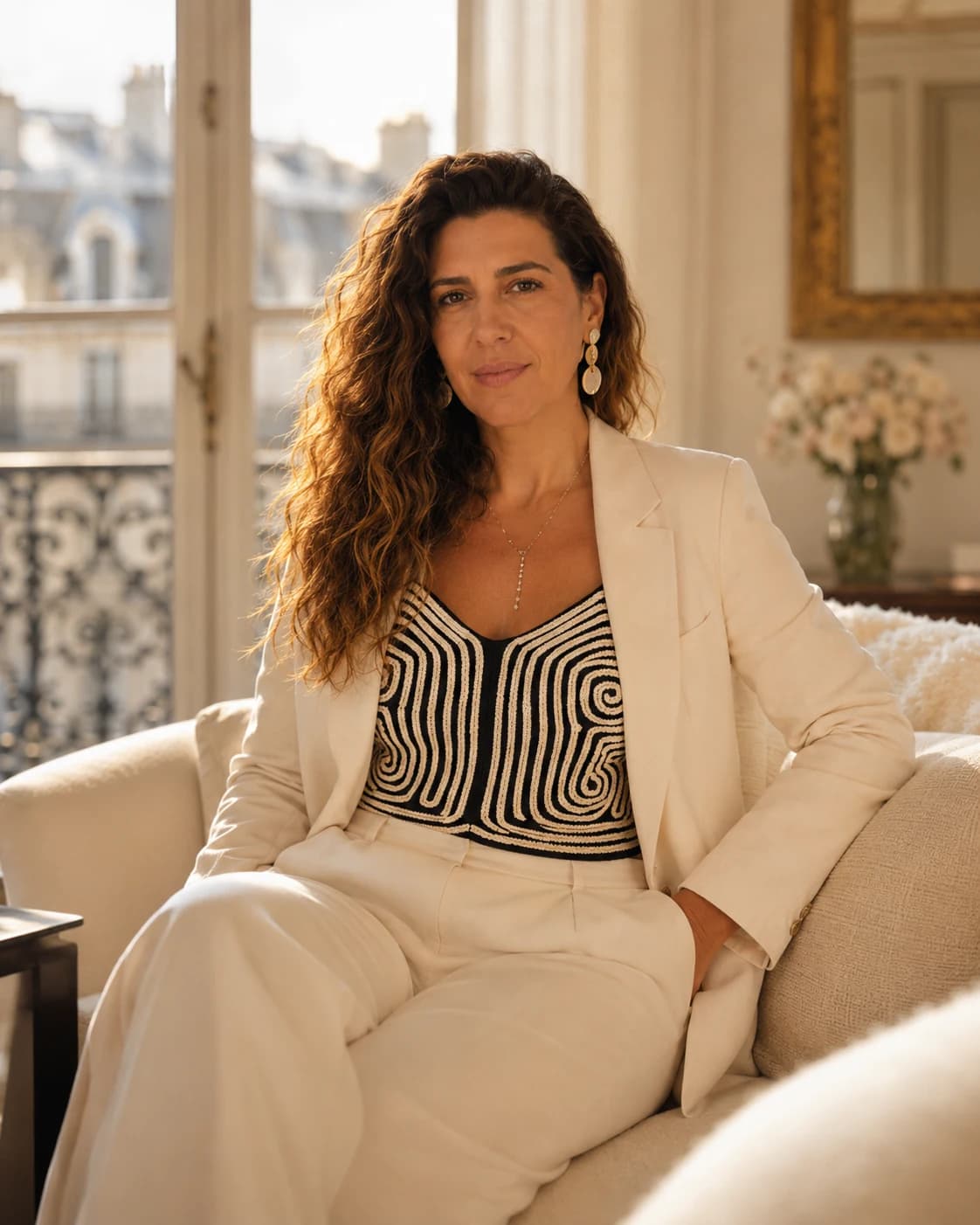 Ghina Halabi, fondatrice de Savoir-Faire VIP, assise à Paris